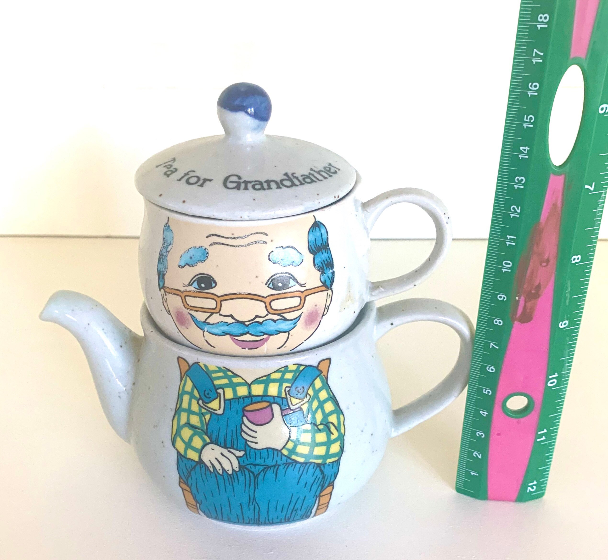 Tea for Grandfather teapot / cup set / covered cup w/ lid Etsy