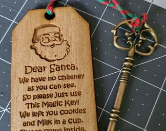 Santa/'s Magic Key père Noël fait main cadeau Tag