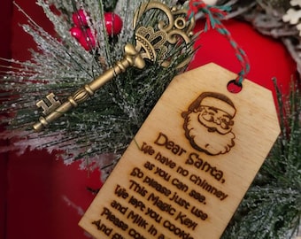 Santa's Magic Key with Wooden Tag + FREE Magic Santa Button | Santa’s Key | Key from Santa | No Chimney Key | Christmas Tradition | Magic