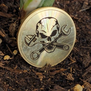 Badass Mechanic Coin – Brass Challenge Coin in 3 Sizes