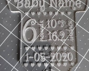 Newborn baby stats Christmas ornament - acrylic