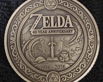 Zelda 40th Anniversary 50mm Brass Coin - laser engraved