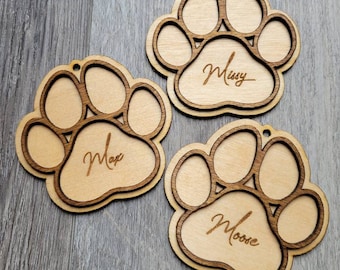Personalized Custom Paw Print Christmas Ornament