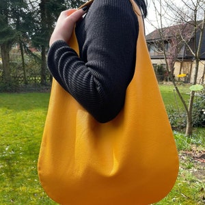 Hobo Bag yellow sun leather bag Oversized woman summer trend handbag large minimalist Shoulder bag shopping travel bag image 1