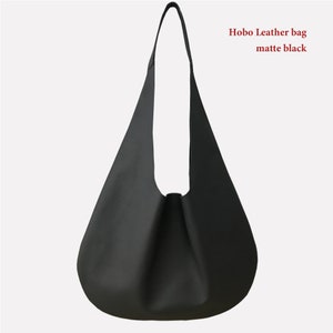 Leather Bag Hobo Bag black matt, bordeaux oxblood, burgundy dark red Oversized shopper handbag large minimalist leather Shoulder bag image 6
