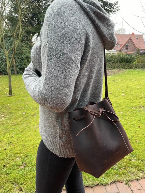 Leather Bag Brown Darkbrown Bucket Bag Vintage | Leather  display picture 3