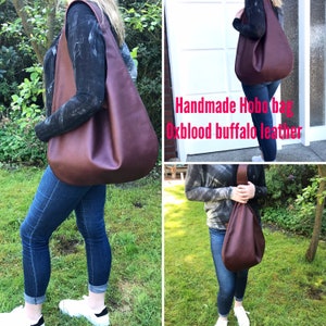 Leather Bag Hobo Bag black matt, bordeaux oxblood, burgundy dark red Oversized shopper handbag large minimalist leather Shoulder bag image 2