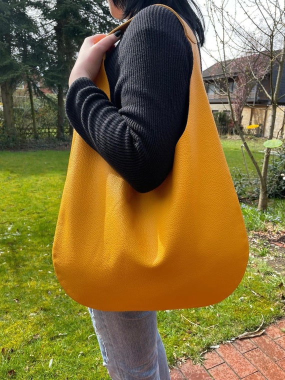 Hobo Bag Yellow Sun Leather Bag Oversized Woman Summer Trend 