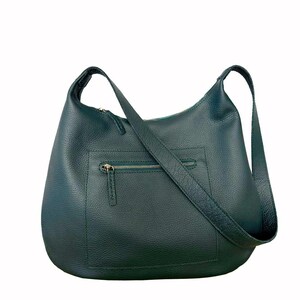 Ledertasche Hobo bag dunkelgrün oder andere Farbe | Schultertasche oder Crossbody Umhängetasche für Damen mit Reißverschluss.