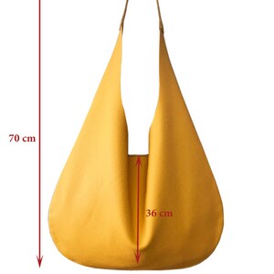 Hobo Bag yellow sun leather bag Oversized woman summer trend handbag large minimalist Shoulder bag shopping travel bag image 4