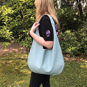Leather Bag blue Hobo Bag Women | Trendbag blue | Leather Handbag | Leatherbag babyblue medium size| Shopper leather bag powderblue mint