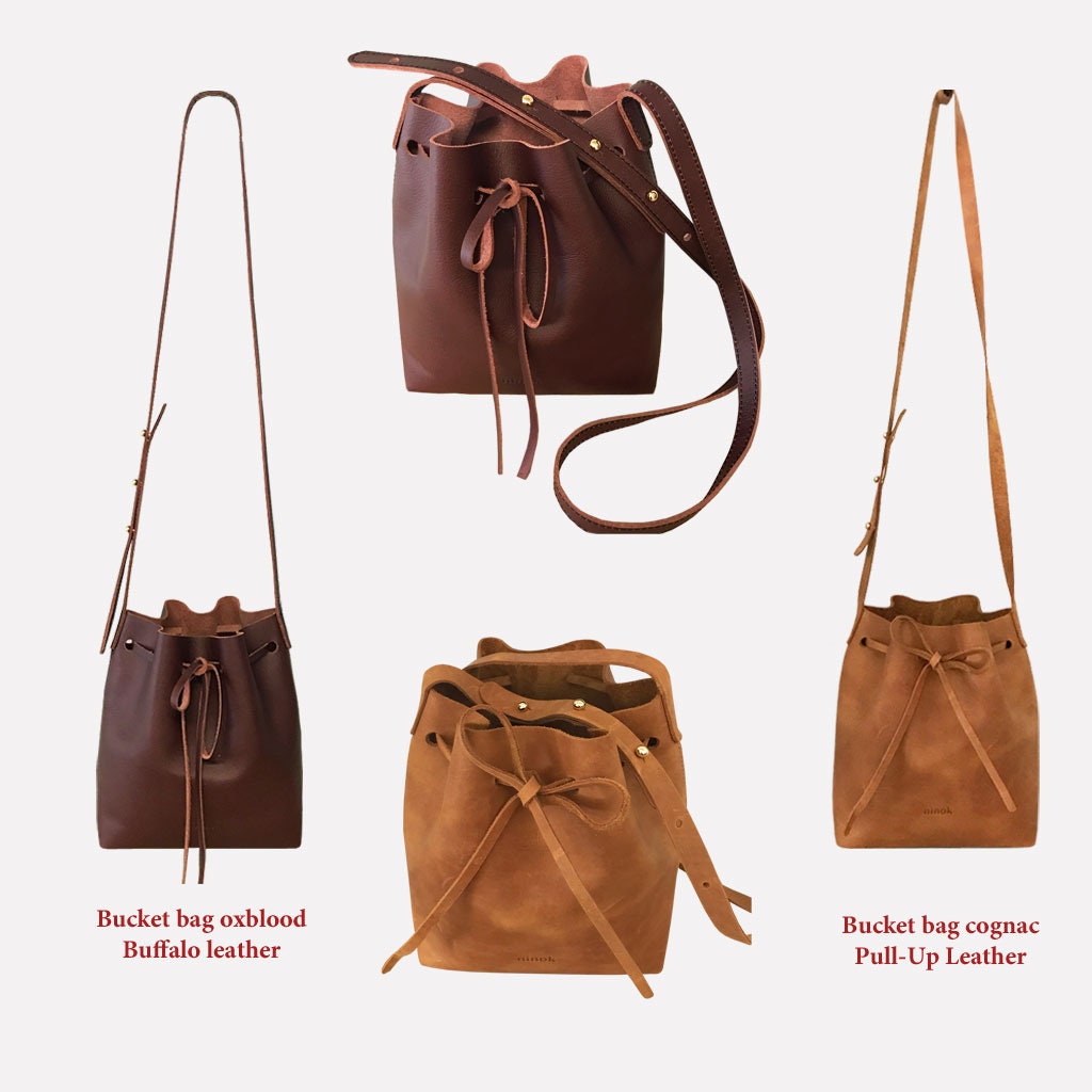 Leather Bucket Bag - Chocolate Brown main image 1