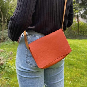 Shoulder bag small terracotta blood orange leather bag | Shoulder bag crossbody bag handmade trendy bag | Gift idea for women