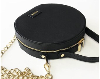 Leather Bag Black Circle Chain Bag | Shoulderbag & Handbag