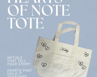 Hearts Of Note Canvas Tote | Minimalist Everyday Bag | Meaningful Gift for Her | Of Note Studio