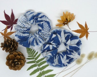 Handmade cyanotype dyed linen scrunchie