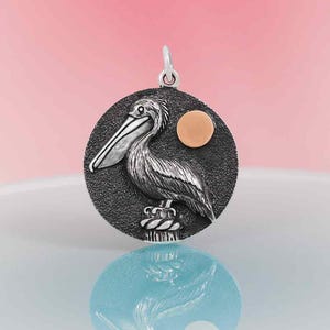 Pelican Charm - Sterling Silver Pelican Pendant - Serenity Pendant, Bird Lover Jewelry, Nature Charms, Ocean Bird Charms, Resilience Charm