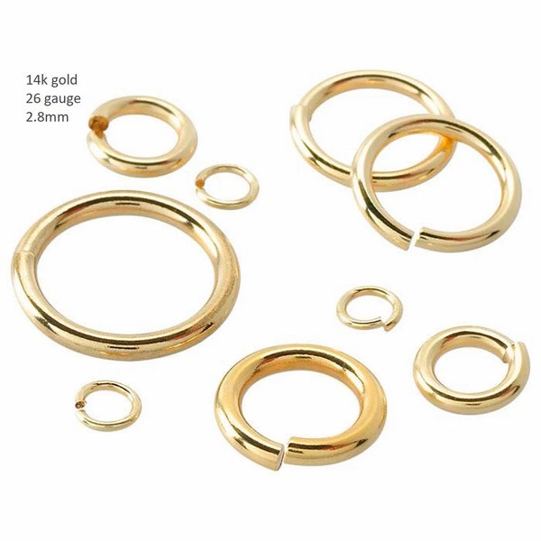 2.8mm 26 gauge 14K Gold Jump Ring - Solid Gold Tiny Round Jumpring, Jewelry Making, Circle, Eternity Rings, Bulk Pricing, Necklace Rings