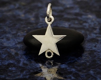 Sterling Silver Star Link - Star Links, Star Connector, 5 Point Star, Moon and Stars, Earring Component, Necklace Connector, Star with Loop