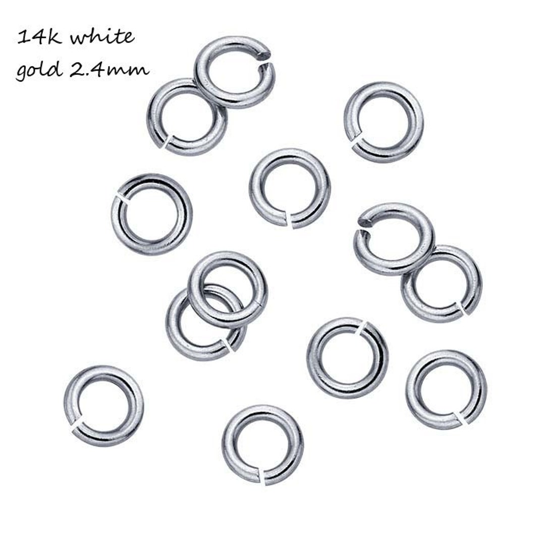2.4mm 26g 14K White Gold Jump Ring Solid Gold Tiny Round Etsy