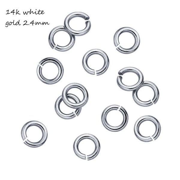 2.4mm 26g 14K White Gold Jump Ring - Solid Gold Tiny Round Jumpring, Jewelry Making, Circle, Eternity Rings, Bulk Pricing, Necklace Closure