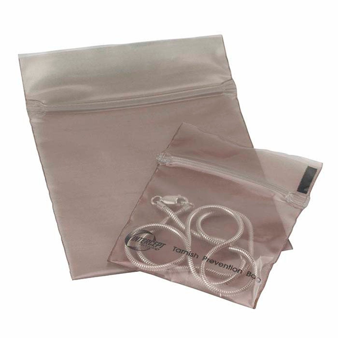Anti Tarnish Zip Bags Pack of 5 4x4 Translucent Ziplock, Tarnish Free