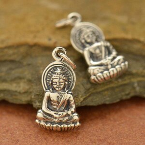 Buddha - Sterling Silver Happy Buddha Charm - Yoga Spirit, Faith, Religious Pendant, Meditation Charm, Spiritual Jewelry, Sitting Buddha Zen
