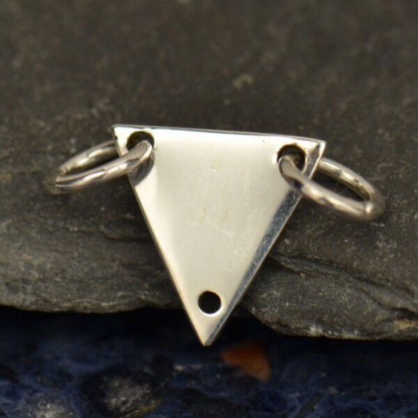 Sterling Silver Triangle Pendant - Sterling Silver 3 Hole Pendant, Yoga Charm, Downward Triangle Pendant, Feminine Charms, Connector Charm