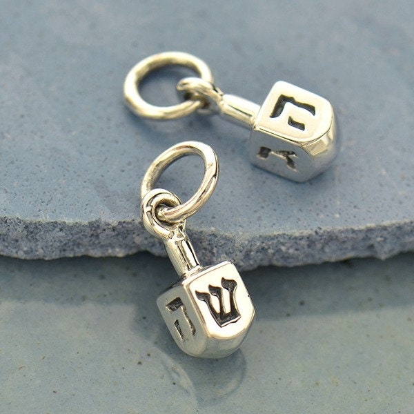 Dreidel - Sterling Silver 3D Dreidel Charm - Hanukkah, Faith Charms, Holiday, Winter Celebrations, Earring Ideas, Necklace Charms, 3D Charms