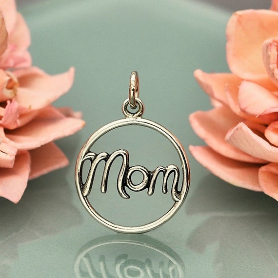 Mum Mom Script Charm Heart Family Love Charm Sterling Silver S925 Mothers Day 
