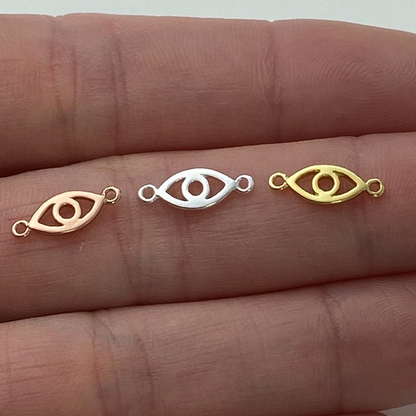 Eye Connector - Sterling Silver Eye, Gold Eye, Rose Gold Eye Pendant - Amulet, Luck Eye, Evil Eyes, Protection Eye, Permanent Jewelry Links