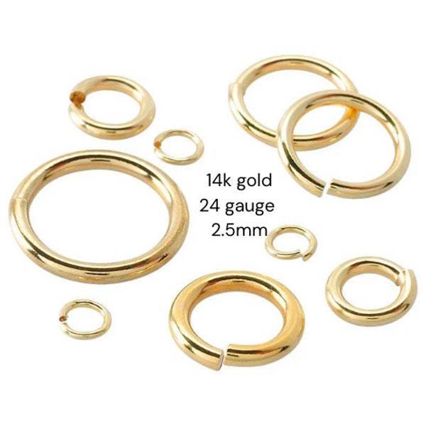 2.5mm 24g 14K Gold Jump Ring - Solid Gold Tiny Round Jumpring, Jewelry Making, Circle, Eternity Rings, Bulk Pricing, Necklace Closure, Rings