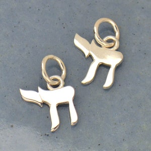 Chai - Sterling Silver Chai Life Symbol Charm - Jewish Faith, Hebrew Alphabet - Faith Pendant, Symbolic,  Spiritual, Religious, Hanukkah, 18