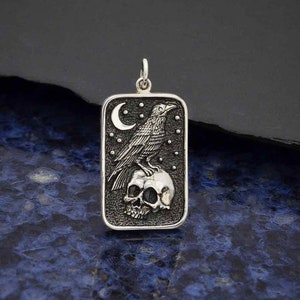 Skull Charm - Skulls, Bones, Spiritual, Holiday, Gothic Charm, Spiritual Charm, Gift for Him, Moon Pendant, Halloween, Norse, Raven Moon