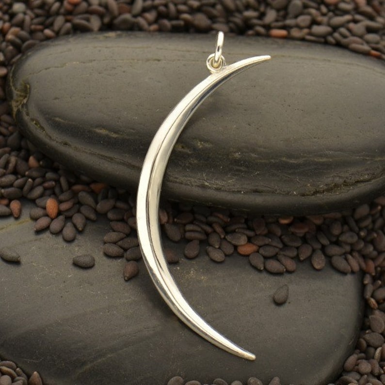 Stars Celestial Jewelry Sterling Silver Skinny Moon Ridged Moon Charm New Moon Astrology Charms Inspiration Jewelry Moon Pendant