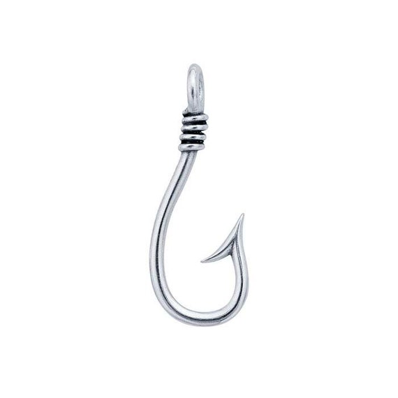 Fish Hook – Small Hook, Sterling Silver Fish Hook – Ocean Nautical,  Fishing, Outdoor Charms, Barb, Coiled Hook, Bracelet Hook, Him or Her