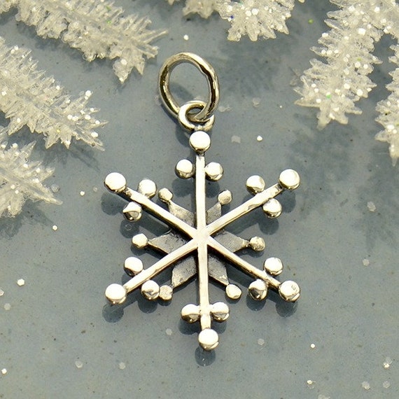 Snowflake Charm Sterling Silver Wire Granulation Snowflake Charm