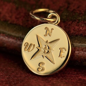 Compass - Solid 14K Gold Compass Charm - Gold Compass Pendant, Graduation Gift, Travel, Journey, College Gifts, Sailors gift, Wedding Gifts