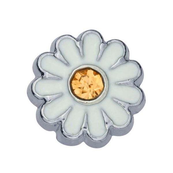 Daisy Component for Floating Glass Lockets - Spring Charm, Locket Charm, Flower Charm, Findings, Wholesale Charm, Symbol, Ringless Charm