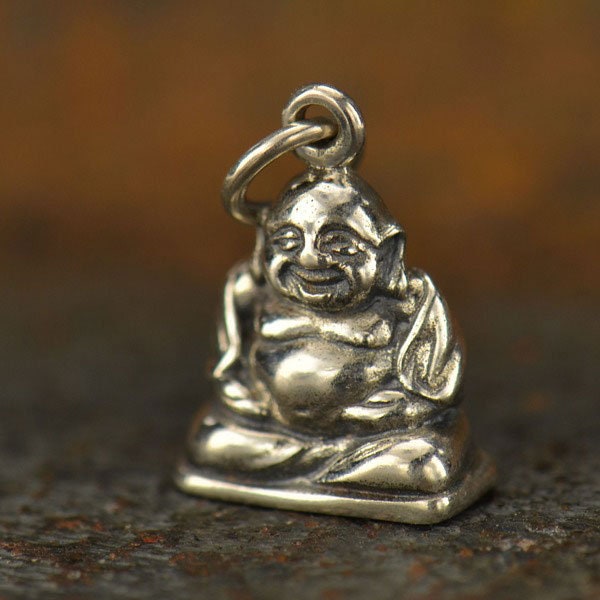 Buddha - Sterling Silver Happy Buddha Charm - Yoga Spirit, Faith, Religious Pendant, Meditation Charms, Zen, Spiritual Jewelry