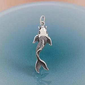Koi Pendant - Sterling Silver Koi Charm, Good Fortune Charm, Koi Fish Charm, Symbolic Charms, Lucky Fish Charm, Wedding Party, Good Luck