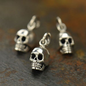 Skull Charm - Small Sterling Silver Skull Pendant, 8mm Skull, Pirate Charms, Bones, Spiritual, Gothic Charm, Gift Ideas, Gift For Dad