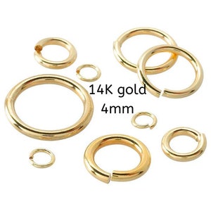 4mm 14K Gold Jump Ring - 22 Gauge, Solid Gold mm Round Jumpring, Jewelry Making, Eternity Rings, Bulk, Necklace Closure, Open Rings, Gold