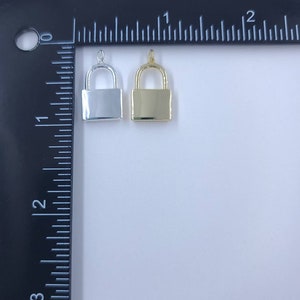 Sterling Silver or Gold Padlock Charms - Large Padlock, Lock Charm, Padlock Necklace, Love Lock, Earring Charm, 925 Charms, Wholesale Charms