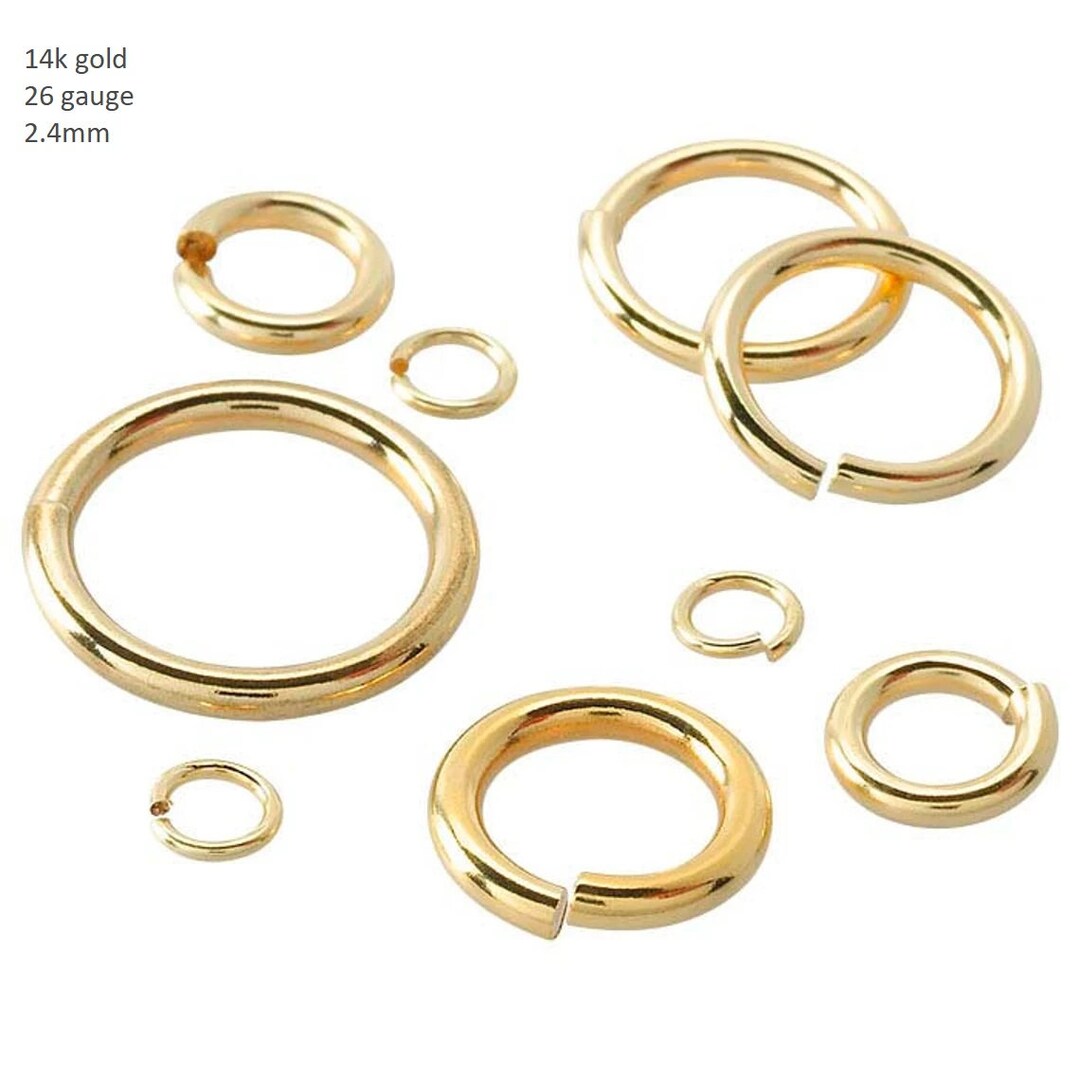 2.4mm 26g 14K Gold Jump Ring Solid Gold Tiny Round Jumpring, Jewelry