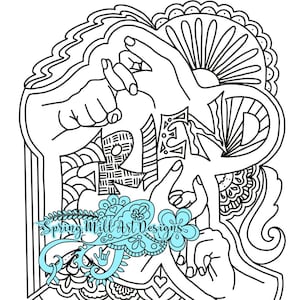 ASL &quot;Friend&quot; coloring page--sign language for friend printable