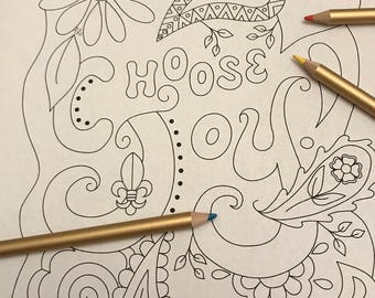 Coloring Page Choose Joy - Etsy