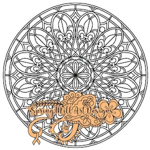 Rose window stained glass mandala printable coloring page