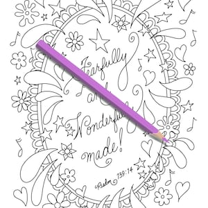 Fearfully and wonderfully made printable scripture coloring page