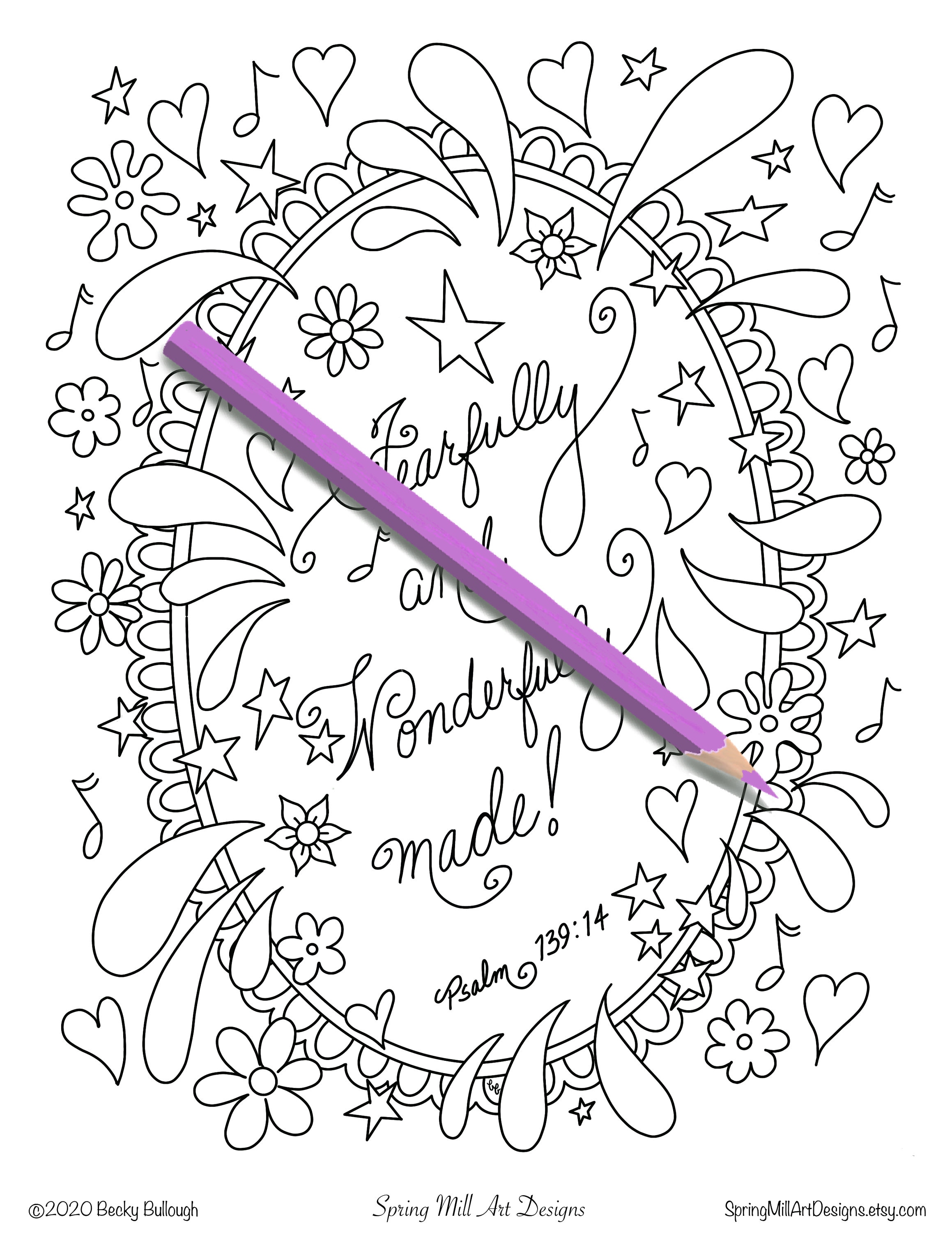 Fearfully and Wonderfully Made Printable Scripture Coloring - Etsy